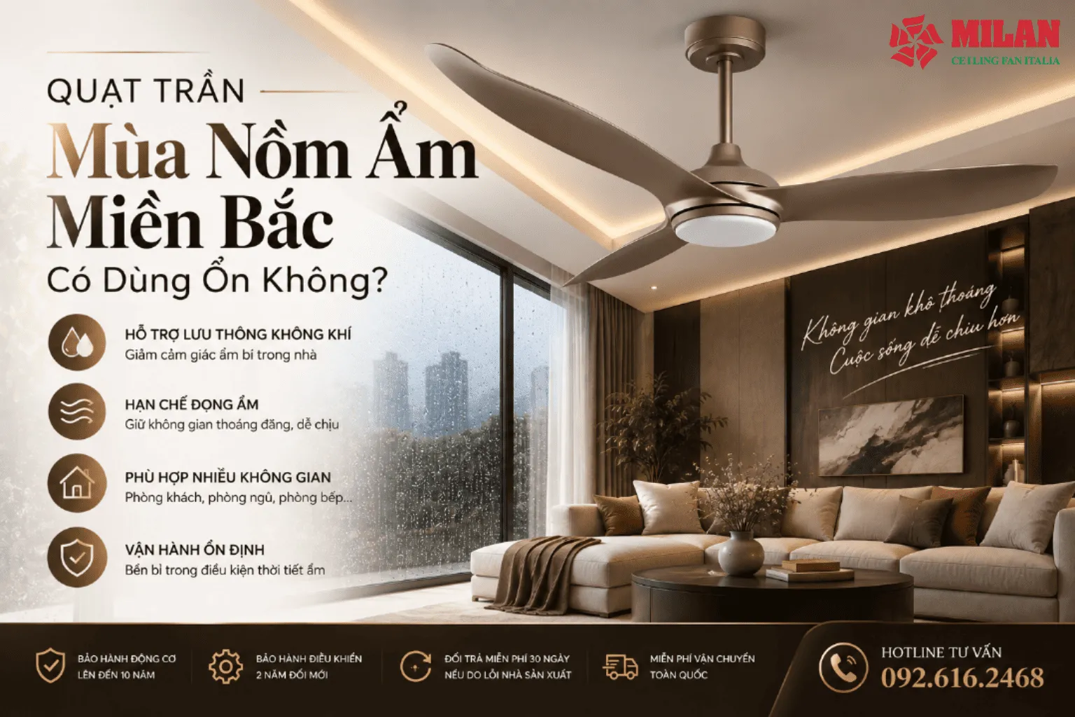 quạt trần mùa nồm ẩm